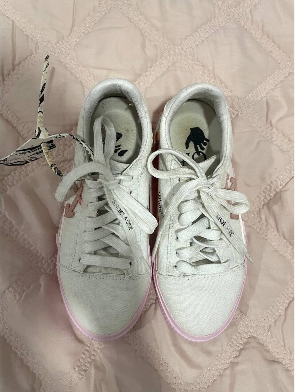 OFF-WHITE Women's Low Vulcanized Canvas White/Pink Sneaker Size 37